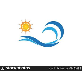 Wave beach icon logo design vectortemplate