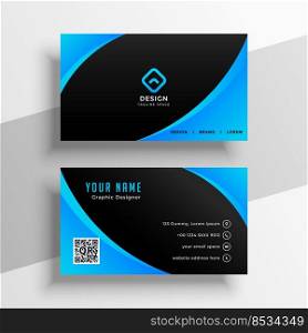 wave blue black business card design