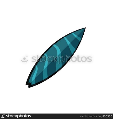 Wave blue surfboard icon. Flat illustration of wave blue surfboard vector icon for web isolated on white. Wave blue surfboard icon, flat style