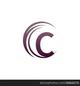 Wave circle letter C logo icon design illustration