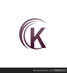 Wave circle letter K logo icon design illustration