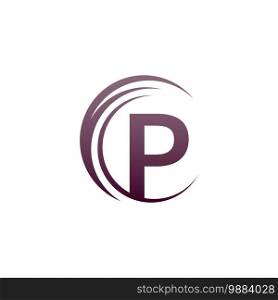 Wave circle letter P logo icon design illustration