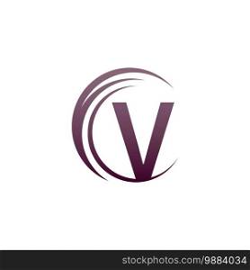Wave circle letter V logo icon design illustration