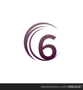 Wave circle number 6 logo icon design illustration