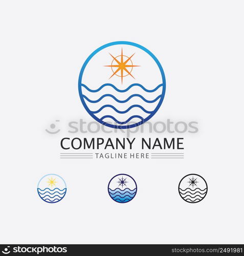 wave icon and water drop vector illustration design logo business