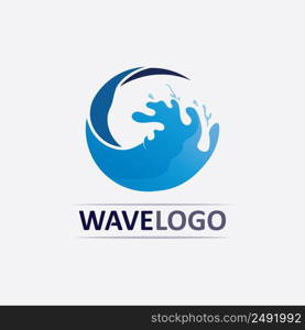 wave icon and water drop vector illustration design logo business