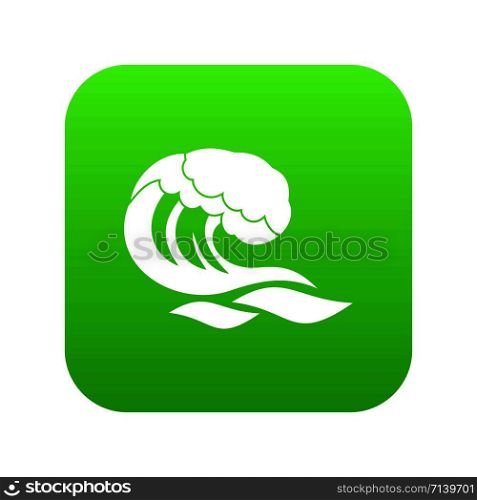 Wave icon digital green for any design isolated on white vector illustration. Wave icon digital green