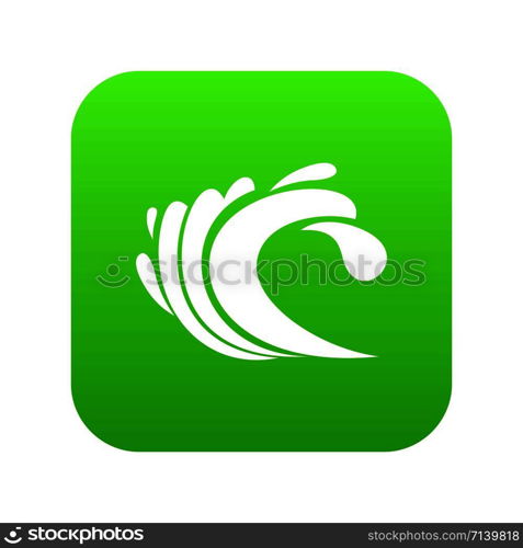 Wave icon digital green for any design isolated on white vector illustration. Wave icon digital green