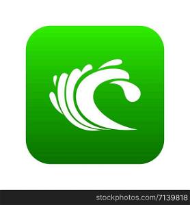 Wave icon digital green for any design isolated on white vector illustration. Wave icon digital green