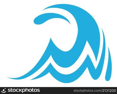 Wave icon. Water motion symbol. Clean nature sign isolated on white background. Wave icon. Water motion symbol. Clean nature sign