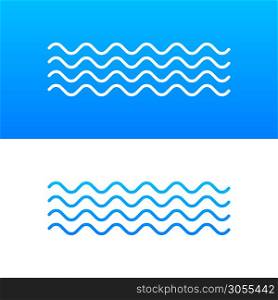 Wave icon with white color on blue background. Wave icon with white color on blue background.