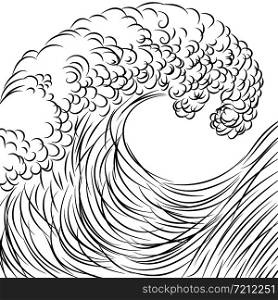 Wave Japanese Style Vector Illustration. Wave Japanese Style