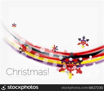 Wave line with snowflakes. Christmas vector abstract background, business holiday presentation template