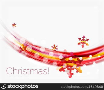 Wave line with snowflakes. Christmas vector abstract background, business holiday presentation template