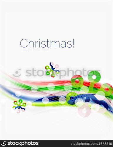 Wave line with snowflakes. Christmas vector abstract background, business holiday presentation template