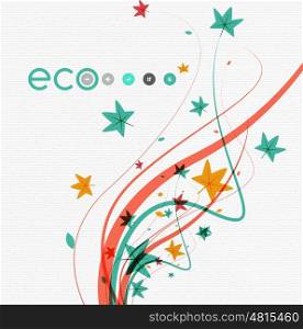 Wave lines, floral abstract background. Vector illustration