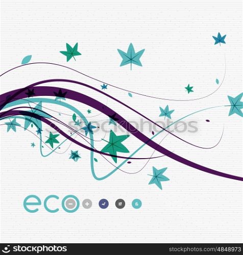 Wave lines, floral abstract background. Vector illustration