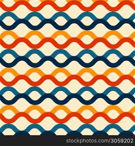 Wave lines seamless pattern retro color style background. Vector illustration