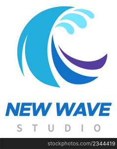 Wave logo. Blue water curve. Motion symbol isolated on white background. Wave logo. Blue water curve. Motion symbol