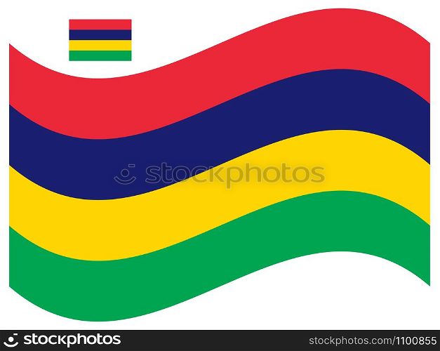 Wave Mauritius Flag Vector illustration Eps 10.. Wave Mauritius Flag Vector illustration Eps 10