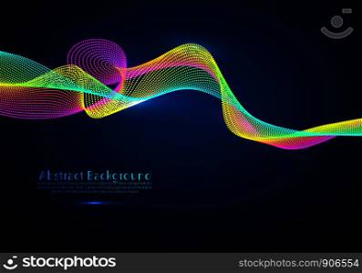 wave particles background - 3D illuminated digital wave of glowing particles. Futuristic and technology illustration, HUD modern element