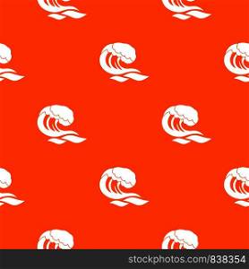 Wave pattern repeat seamless in orange color for any design. Vector geometric illustration. Wave pattern seamless