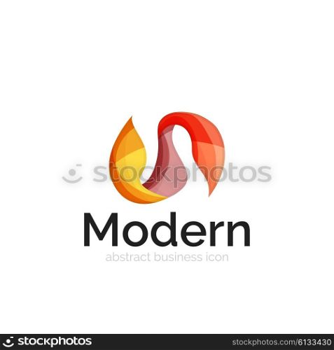 Wave ribbon logo, vector abstract business icon isolated on white