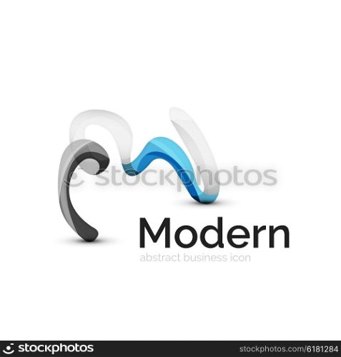 Wave ribbon logo, vector abstract business icon isolated on white
