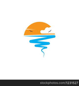 wave sun logo icon vector illustration design template