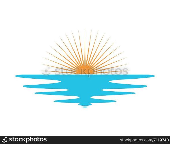 wave sun logo icon vector illustration design template