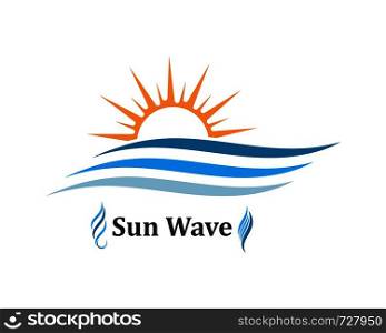 wave sun logo icon vector illustration design template