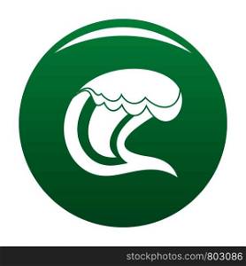 Wave surfing icon. Simple illustration of wave surfing vector icon for any design green. Wave surfing icon vector green