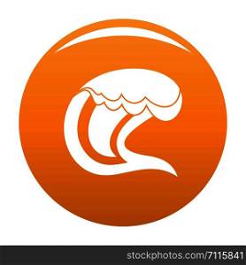 Wave surfing icon. Simple illustration of wave surfing vector icon for any design orange. Wave surfing icon vector orange