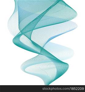 Wave swirl swoosh, teal and blue color flow. Air wind dynamic waves movement. Abstract modern trendy design for banner background decoration. Undulate curve lines. Vector illustration