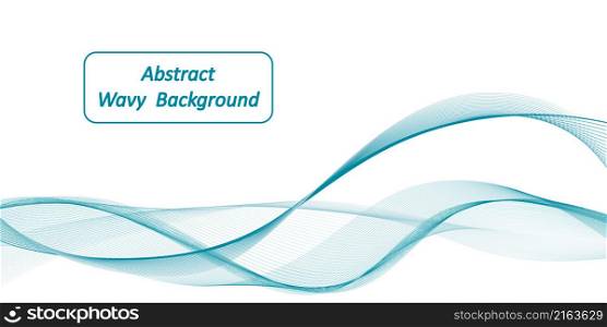 Wave swirl swoosh, teal color flow. Sea water wave, undulate air wind curve. Smooth dynamic twisted lines, abstract background, modern web banner design. Vector illustration