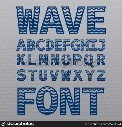 Wave Vintage Font Poster on dusty noise background vector illustration