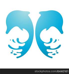 Wave with drop on white background. Wave with drop on white background, vector illustration