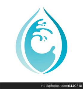Wave with drop on white background. Wave with drop on white background, vector illustration