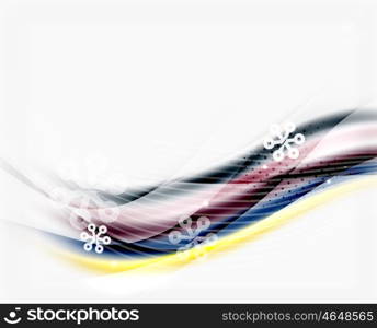 Wave with snow background. Translucent wave with snow. New Year abstract background