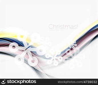 Wave with snow background. Translucent wave with snow. New Year abstract background