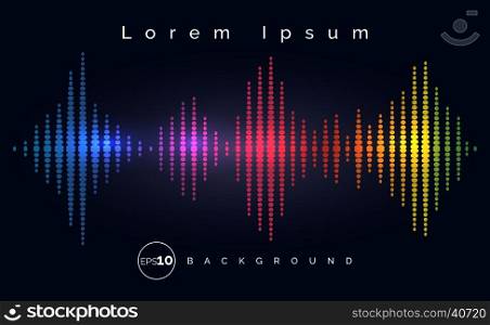 Waveform stereo equalizer poster. Waveform stereo equalizer poster. Music track wave background. Vector illustration