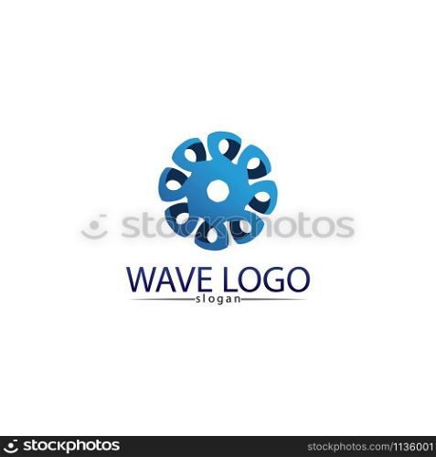 Waves and blue water beach logo and symbols template icons app