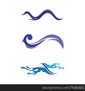 Waves beach logo and symbols template icons app blue