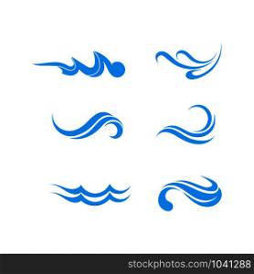 Waves beach logo blue and symbols template icons app