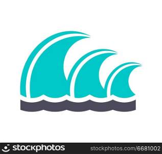 Waves, gray turquoise icon on a white background. New gray turquoise icon on a white background