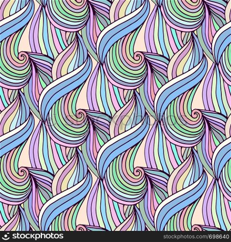 Waves repeating background in pastel colors. Doodle vector seamless pattern. For textile or packaging design. Waves repeating background in pastel colors. Doodle vector seamless pattern. For textile or packaging design.