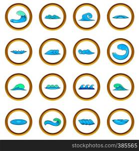 Waves vector set in cartoon style isolated on white background. Waves vector set, cartoon style