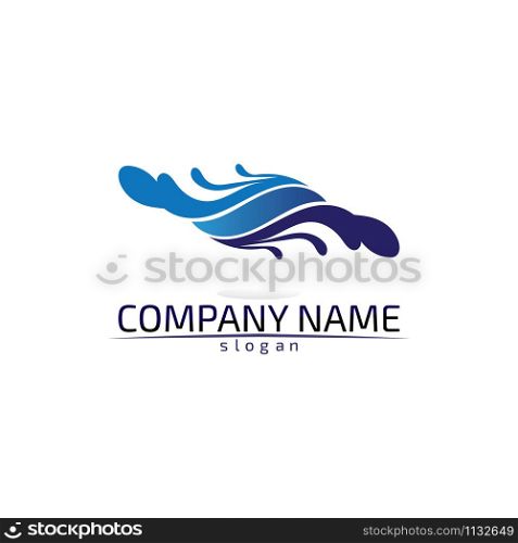 Waves, water beach logo and blue symbols template icons app