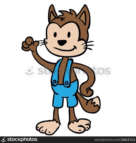 waving cat cartoon illustration