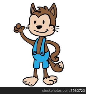 waving cat cartoon illustration